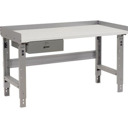 Global Industrial Workbench w/ Laminate Square Edge Top & Drawer, 72inW x 30inD, Gray 318731